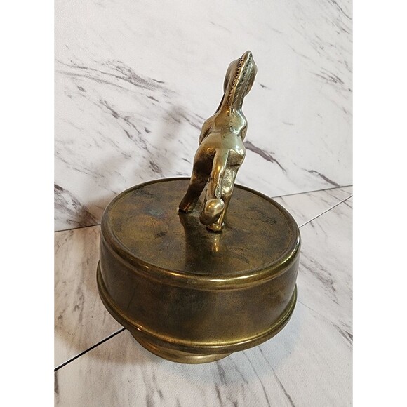 Vintage Brass Unicorn Music Box 1970s Fantasy Figurine Spinning Base Works Great - Picture 4 of 9